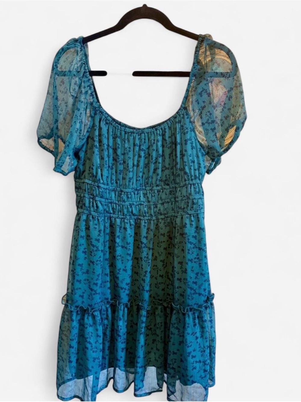 Teal Floral Mini Dress